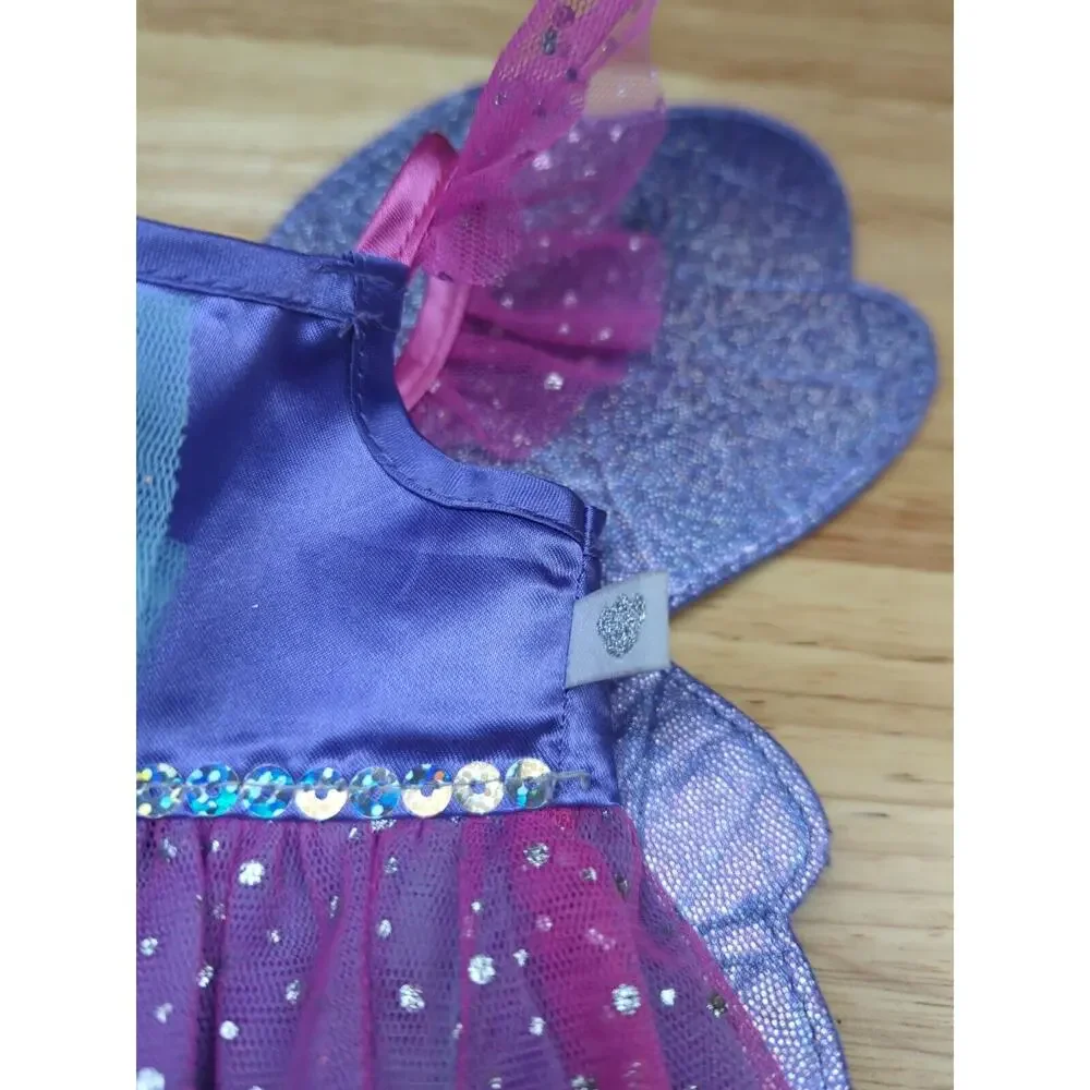 Build A Bear Outfit Pink / Purple, Silver Sparkly Fairy Dress with Wings & Shoes